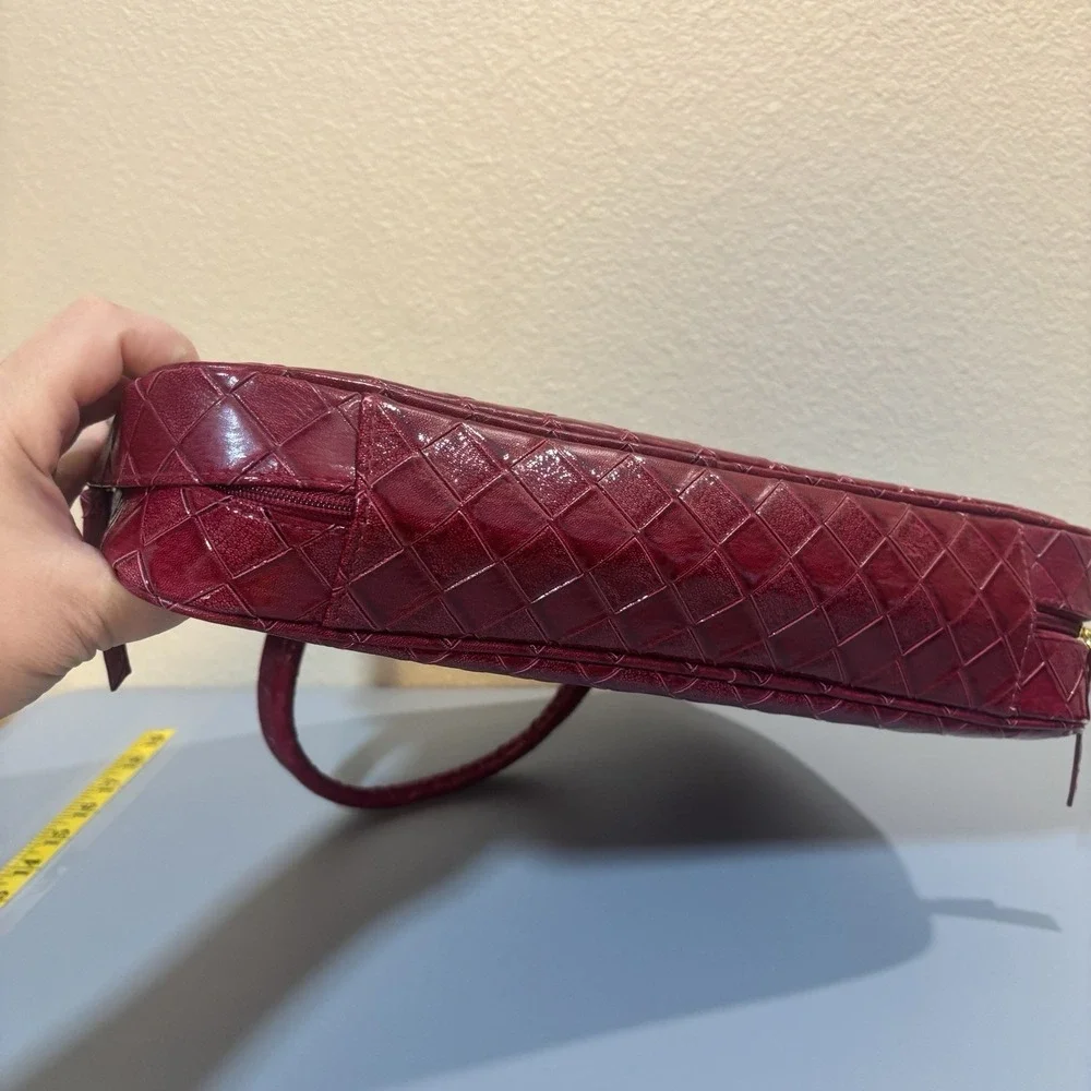 Estée Lauder Cosmetic Makeup Bag Tote Large Red Woven Solid Double Handles